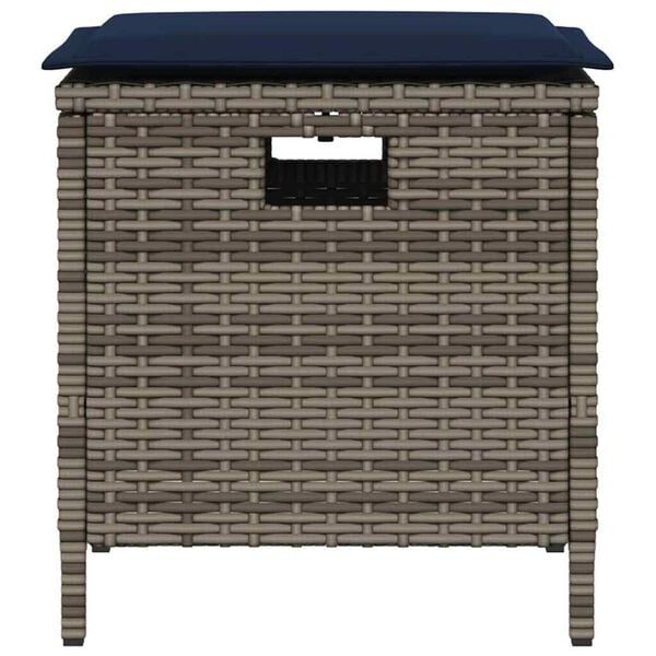 vidaXL Set comedor de jard&iacute;n 5 piezas con cojines rat&aacute;n sint&eacute;tico gris