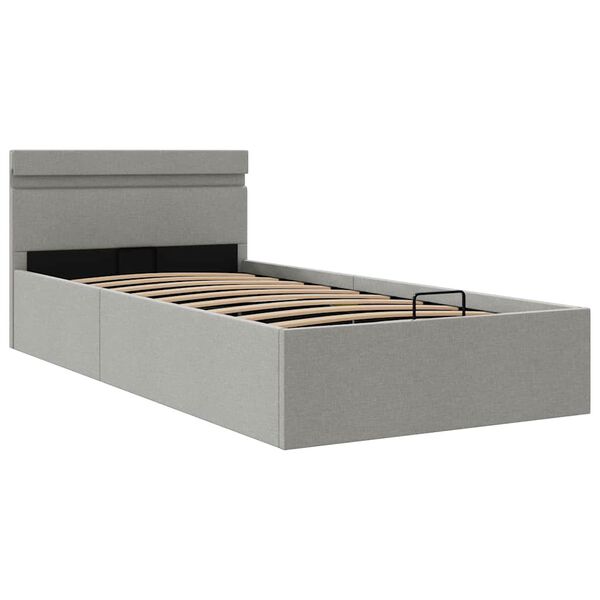 vidaXL Cama hidráulica almacenaje sin colchón gris claro 90x200 cm