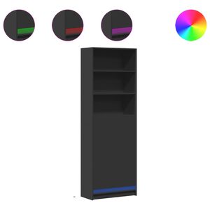 vidaXL Aparador con LED madera de ingenier&iacute;a negro 69x32,5x200 cm