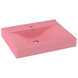vidaXL Lavabo de lujo con grifo cer&aacute;mica 60x46 cm rosa mate