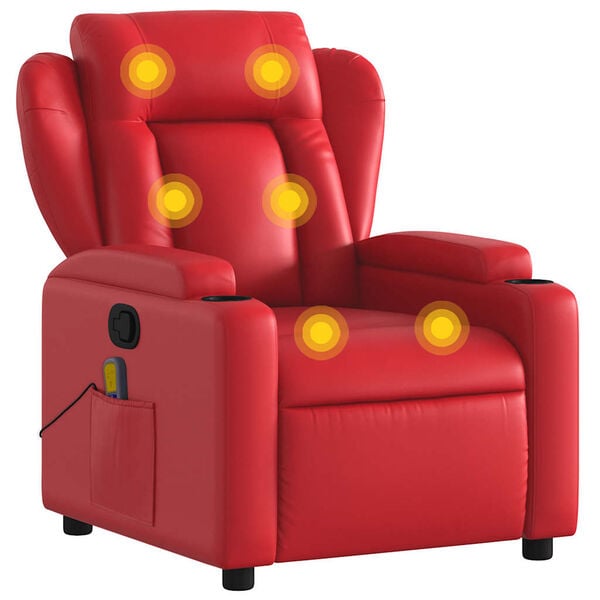 vidaXL Sill&oacute;n de masaje reclinable cuero sint&eacute;tico rojo