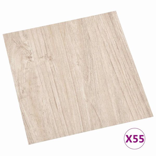 vidaXL Tablas de Suelo 55 pcs Marr&oacute;n Claro 5,11 m&sup2; PVC