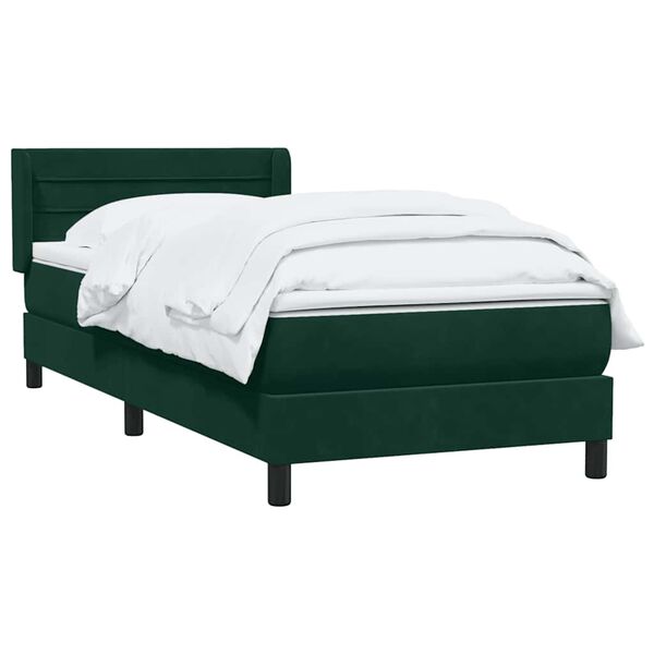 vidaXL Cama box spring con colch&oacute;n terciopelo verde oscuro 80x220 cm