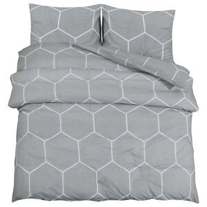 vidaXL Juego de funda n&oacute;rdica gris y blanco 220x240 cm algod&oacute;n