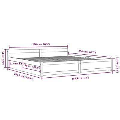 vidaXL Estructura de cama con cajones super king 180x200 cm