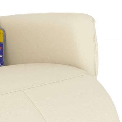vidaXL Sillón reclinable masaje con reposapiés cuero sintético crema