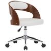 vidaXL Silla oficina giratoria madera curvada cuero sint&eacute;tico blanco