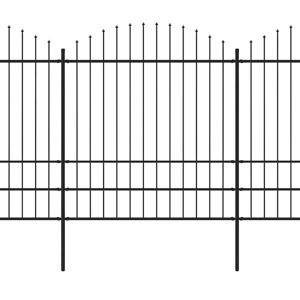 vidaXL Valla de jard&iacute;n con punta de lanza de acero 537x200 cm negra