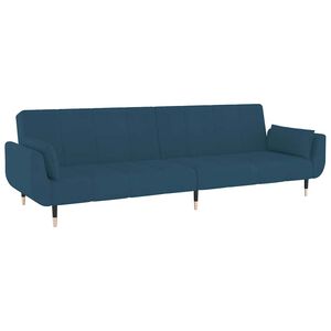 vidaXL Sof&aacute; cama de 2 plazas con dos cojines terciopelo azul