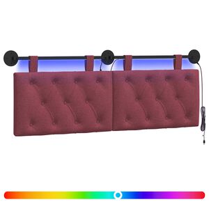 vidaXL Cabecero colgante Con luz LED Rojo vino Tela