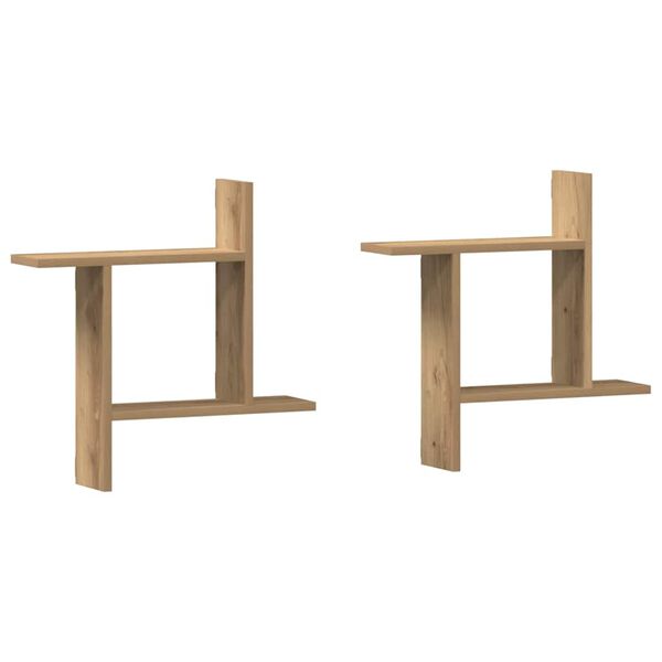 vidaXL Estantes pared 2 uds madera ingenier&iacute;a artisian 50x12x50 cm