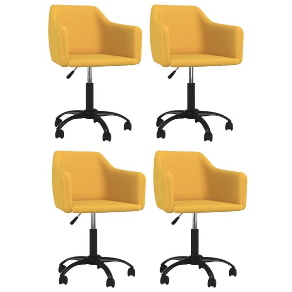 vidaXL Sillas de comedor giratorias 4 unidades terciopelo amarillo