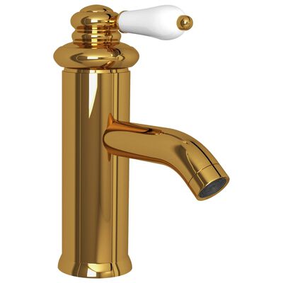 vidaXL Grifo para lavabo de baño dorado 130x180 mm