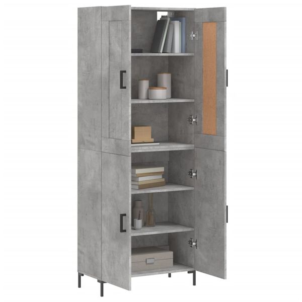 vidaXL Aparador alto madera contrachapada gris hormig&oacute;n 69,5x34x180 cm