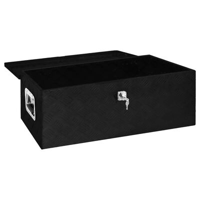 vidaXL Caja de almacenaje de aluminio negro 80x39x30 cm