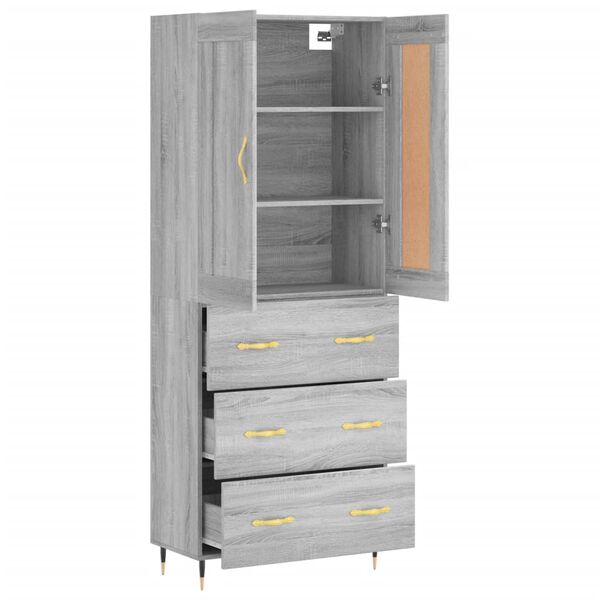 vidaXL Aparador alto madera contrachapada gris sonoma 69,5x34x180 cm