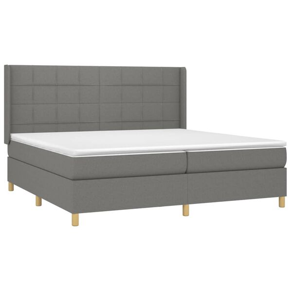 vidaXL Cama box spring con colch&oacute;n tela gris oscuro 200x200 cm