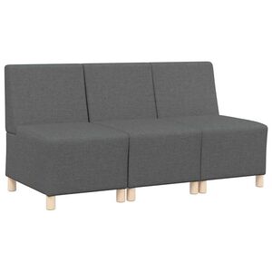 vidaXL Unidad de Sof&aacute; Modular sin Brazos 3 uds. Gris oscuro tela