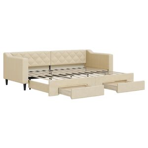 vidaXL Sof&aacute; cama nido con cajones tela color crema 80x200 cm