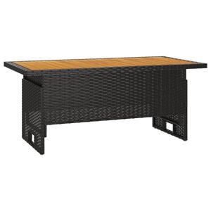 vidaXL Mesa jard&iacute;n negra 100x50x43/63 cm madera maciza acacia y rat&aacute;n