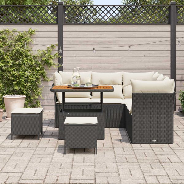 vidaXL Conjunto de sof&aacute;s de jard&iacute;n 8 pcs Negro rat&aacute;n sint&eacute;tico