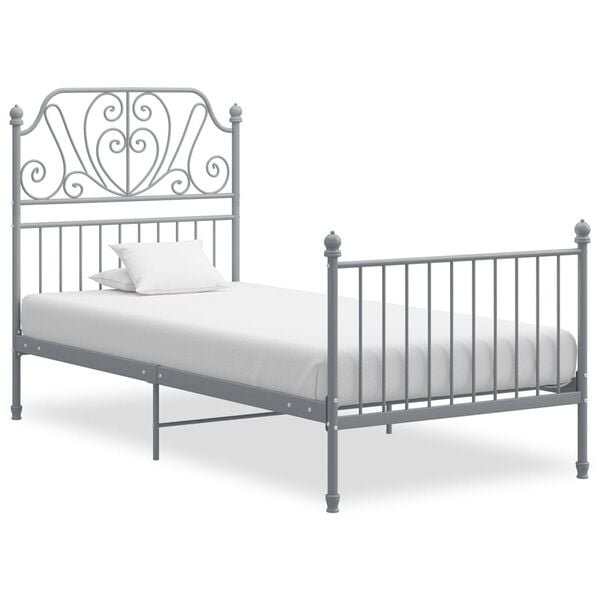 vidaXL Estructura de cama sin colch&oacute;n metal gris 100x200 cm