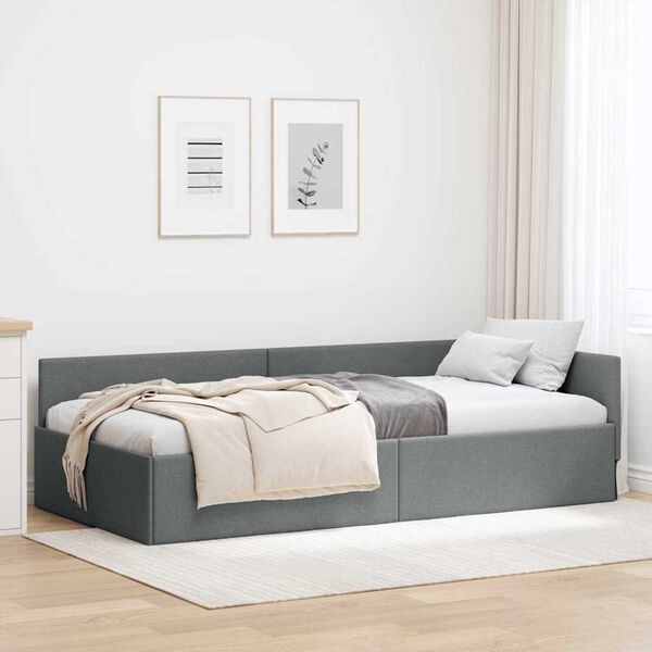 vidaXL Estructura de cama en esquina Gris oscuro 100 cm x 200 cm