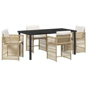 vidaXL Conjunto de Comedor de Jard&iacute;n 5 pcs Beige rat&aacute;n sint&eacute;tico