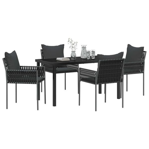 vidaXL Conjunto de Comedor de Jard&iacute;n 5 pcs Negro y Gris