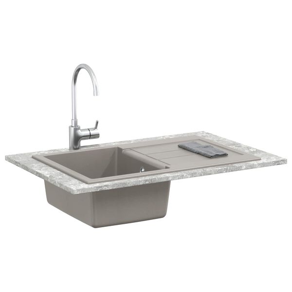 vidaXL Lavabo Gris 780 x 500 mm 80% Cuarzo y 20% Resina
