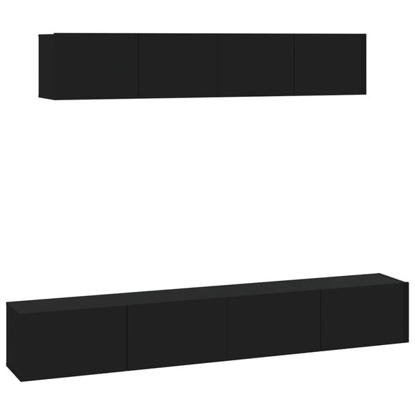 vidaXL Set de muebles para TV 4 piezas madera contrachapada negro