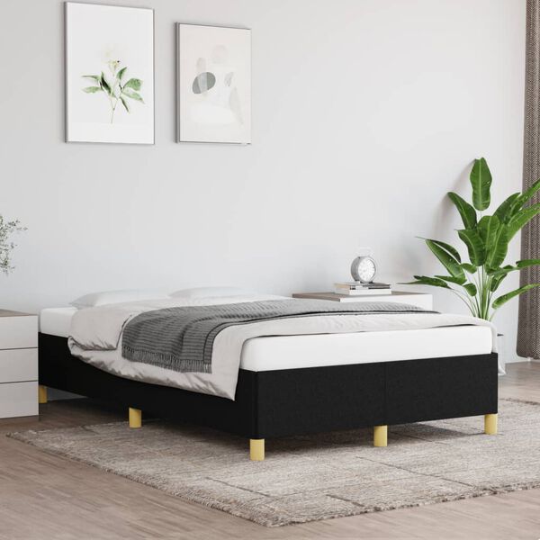 vidaXL Estructura de cama sin colch&oacute;n tela negro 120x200 cm