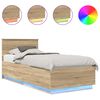vidaXL Estructura de cama con tiras LED Roble Sonoma 70 x 190 cm