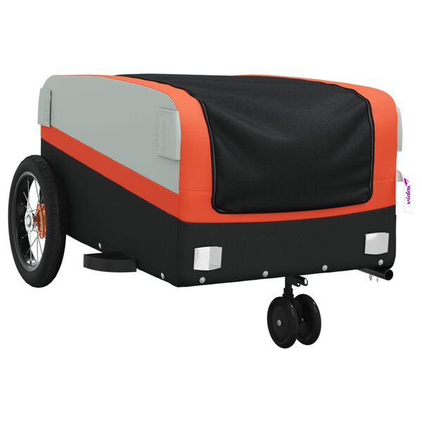 vidaXL Remolque para bicicleta hierro negro y naranja 30 kg