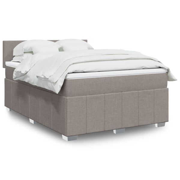 vidaXL Cama box spring con colch&oacute;n tela gris taupe 160x200 cm