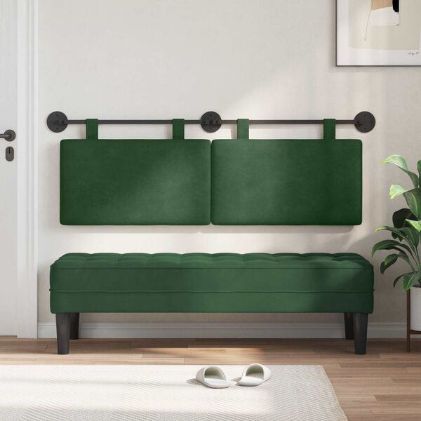 vidaXL Cabecera Colgante Liso Verde Selva 150 x 55 x 5 cm Tela de Pana