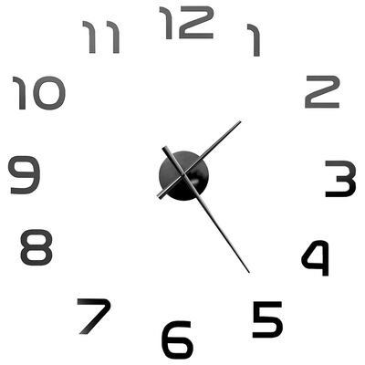 vidaXL Reloj 3D de pared con diseño moderno 100 cm XXL negro