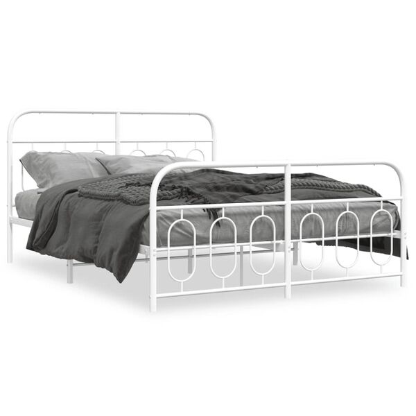 vidaXL Estructura cama sin colchón con estribo metal blanco 140x200 cm