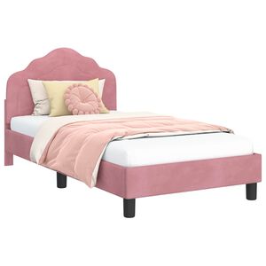 vidaXL Cama para ni&ntilde;os con cabecero Rosa 80 x 160 cm Terciopelo