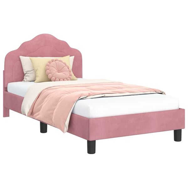 vidaXL Cama para niños con cabecero Rosa 80 x 160 cm Terciopelo