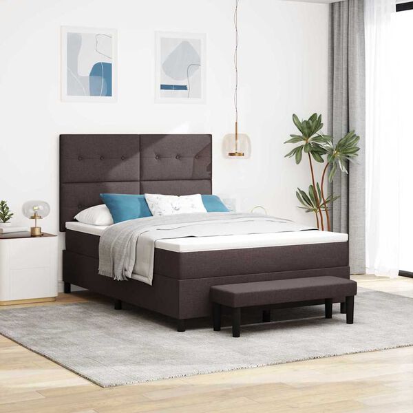 vidaXL Cama tipo Box Spring Marr&oacute;n Oscuro 140 x 190 cm tela