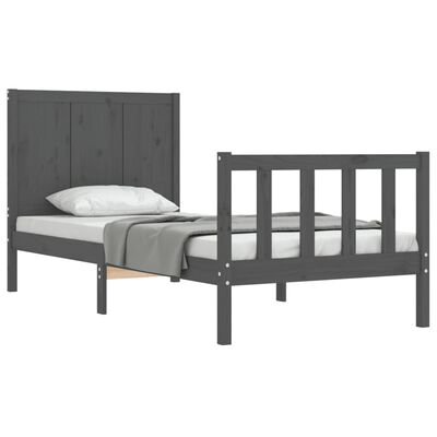vidaXL Estructura de cama con cabecero madera maciza gris