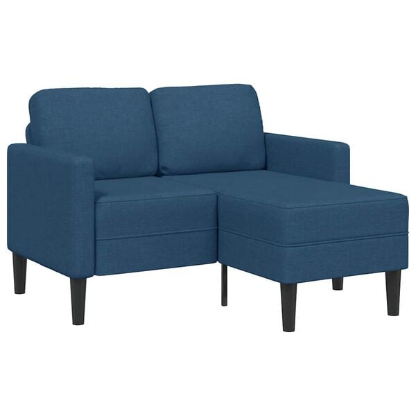 vidaXL Sof&aacute; de 2 plazas con chaise longue en forma L Tela Azul 125 cm