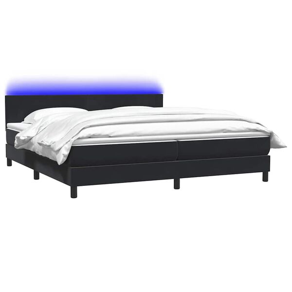 vidaXL Cama box spring con colch&oacute;n y LED terciopelo negro 200x210 cm
