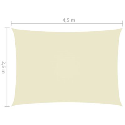 vidaXL Toldo de vela rectangular tela oxford crema 2,5x4,5 m