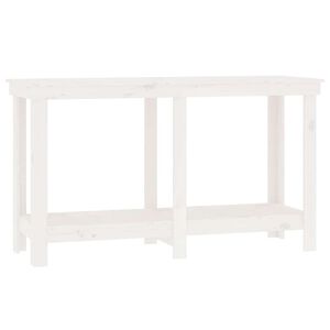 vidaXL Banco de trabajo de madera maciza de pino blanco 140x50x80 cm