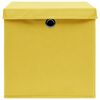 vidaXL Cajas de almacenaje con tapas 4 uds tela amarillo 32x32x32 cm