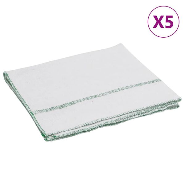 vidaXL Pa&ntilde;os de limpieza 5 uds blancas con rayas verdes 50x60 cm
