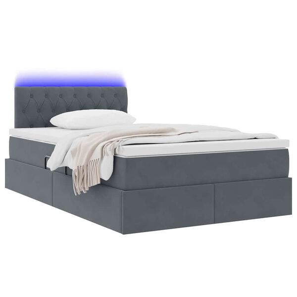 vidaXL Cama con almacenamiento y LED Gris oscuro 120 x 200 cm