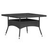 vidaXL Set comedor jard&iacute;n 5 pzas rat&aacute;n sint&eacute;tico vidrio templado negro